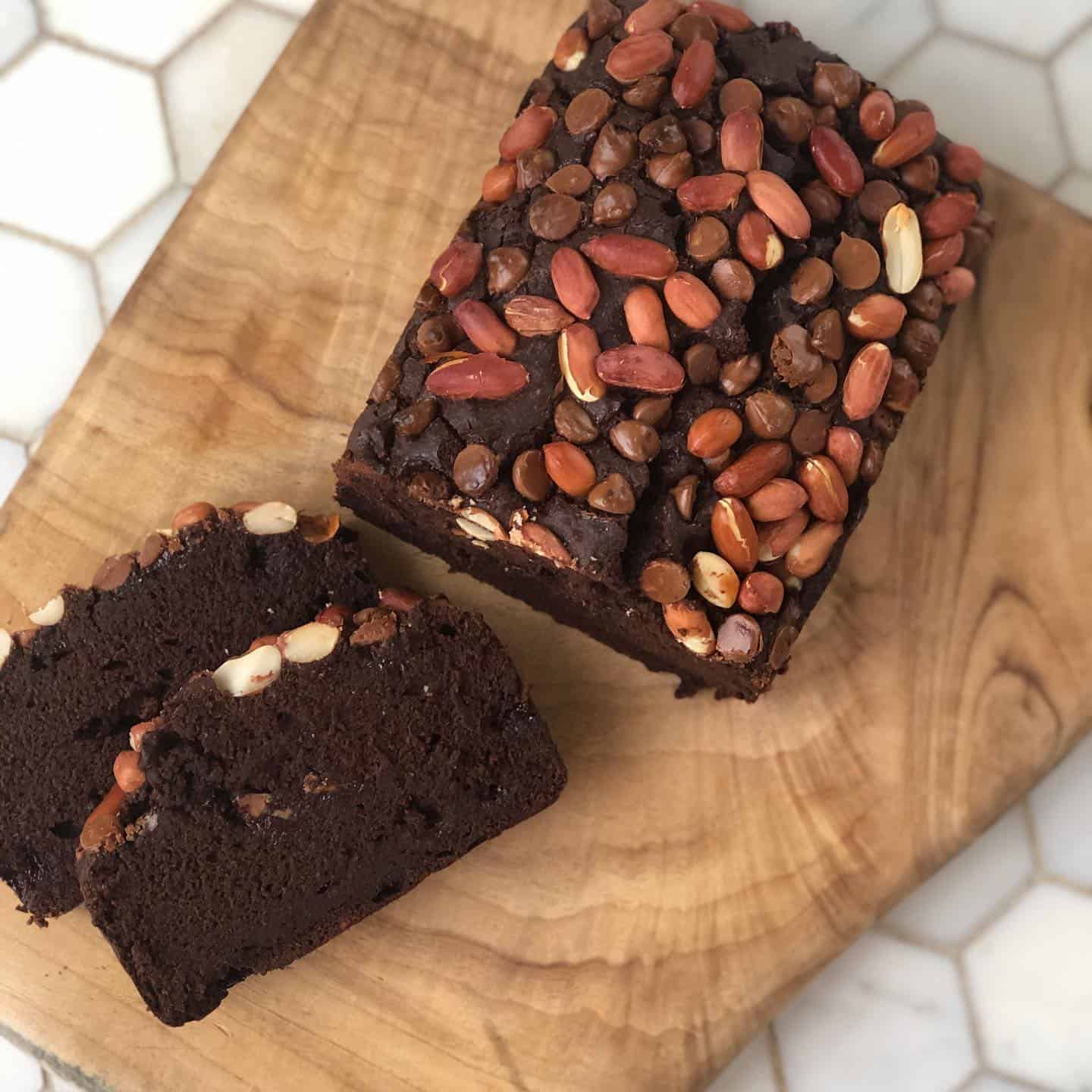 The BEST Choc Peanut Butter Banana Bread